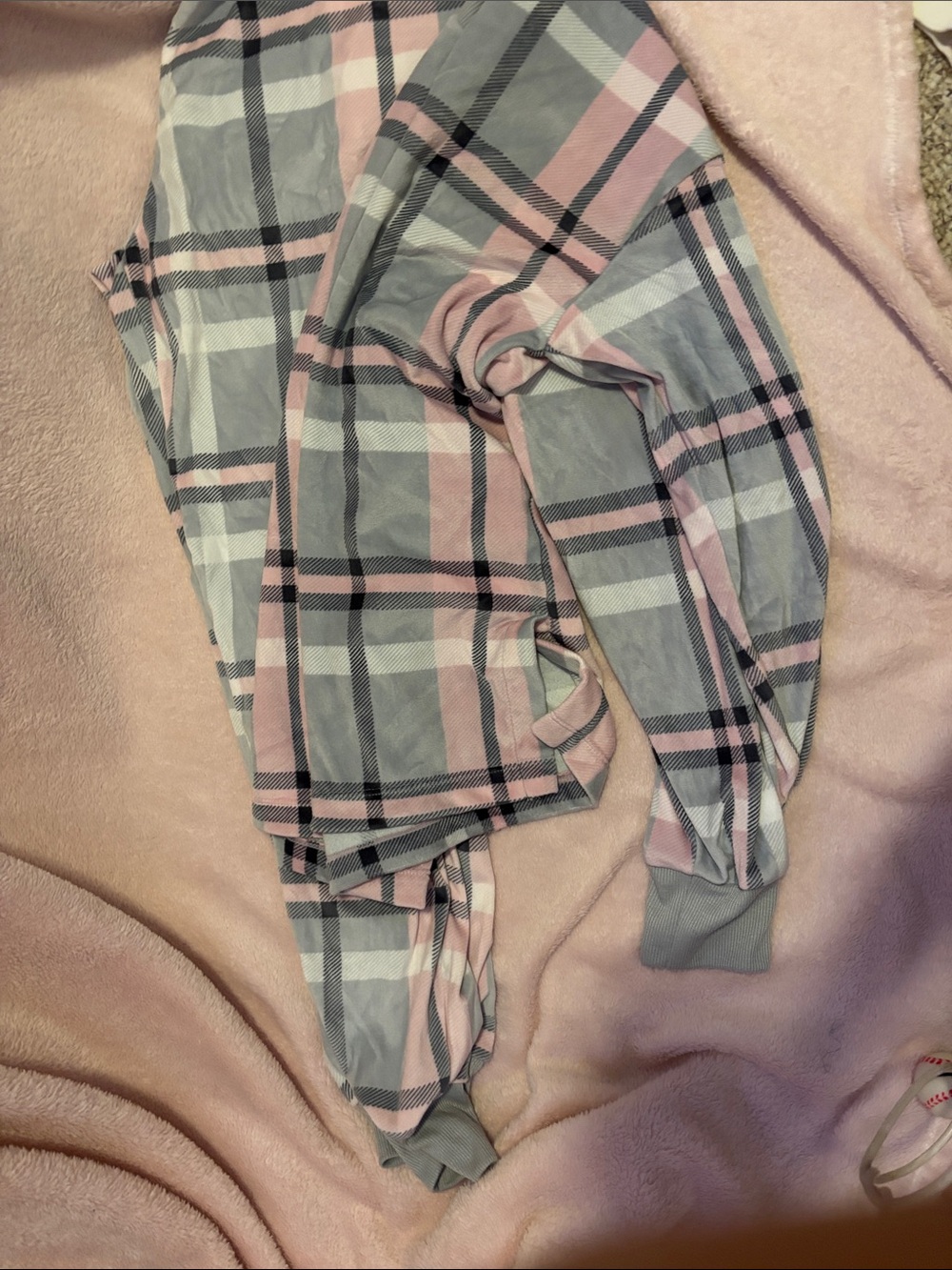 Women's Pink & Gray Plaid Pajama Set - Soft Sleepwear